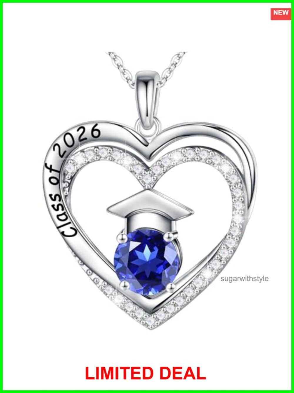 S925 Sterling Silver Graduation Necklace Heart Pendant 18" Cable Chain Gift